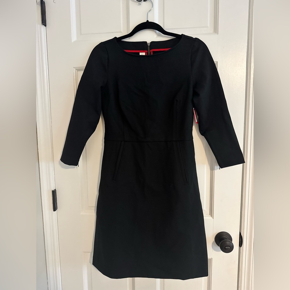 SPANX Black Sheath Dress 3/4 Sleeve Crew Neck